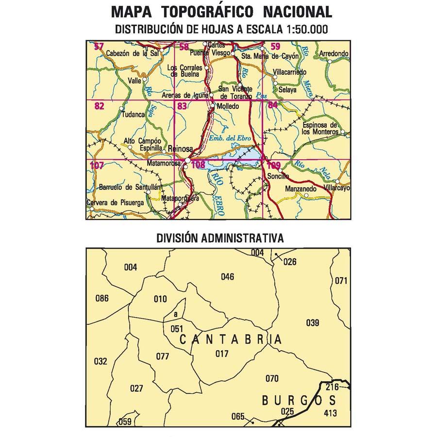 Carte topographique de l'Espagne n° 0083 - Reinosa | CNIG - 1/50 000 carte de randonnée CNIG