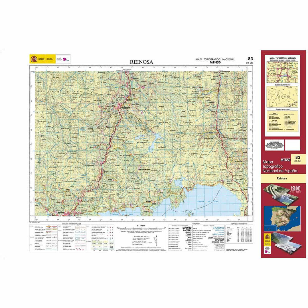 Carte topographique de l'Espagne - Reinosa, n° 0083 | CNIG - 1/50 000 carte pliée CNIG 