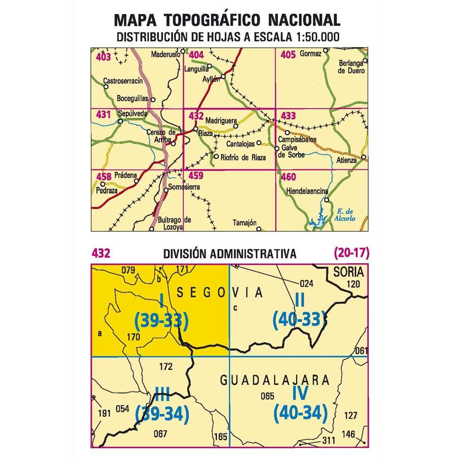 Carte topographique de l'Espagne - Riaza, n° 0432.1 | CNIG - 1/25 000 carte pliée CNIG 