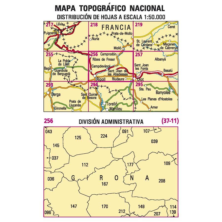 Carte topographique de l'Espagne n° 0256 - Ripoll | CNIG - 1/50 000 carte de randonnée CNIG
