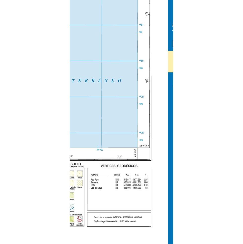 Carte topographique de l'Espagne n° 0259.1 - Roses | CNIG - 1/25 000 carte de randonnée CNIG