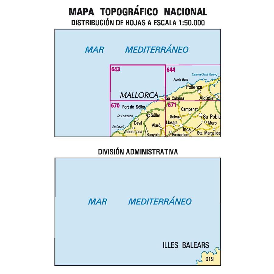 Carte topographique de l'Espagne - Sa Calobra (Mallorca), n° 0643 | CNIG - 1/50 000 carte pliée CNIG 