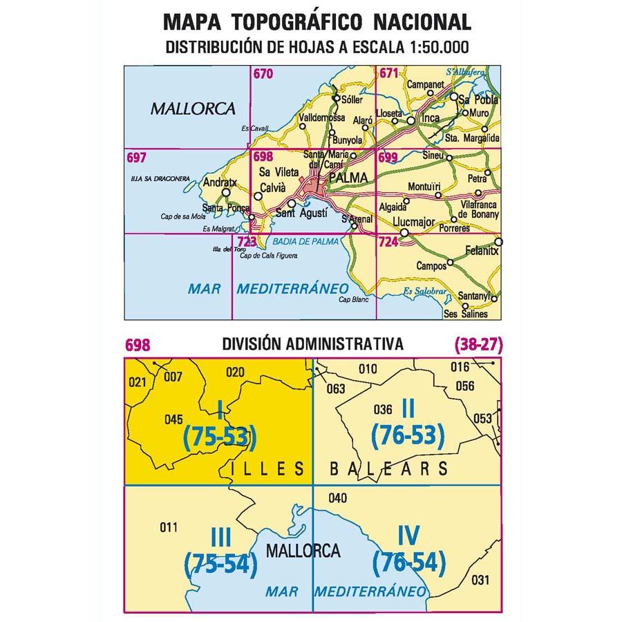 Carte topographique de l'Espagne n° 0698.1 - Sa Vileta (Mallorca) | CNIG - 1/25 000 carte de randonnée CNIG