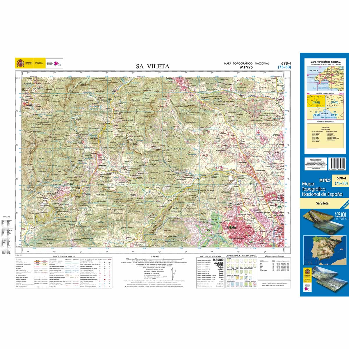 Carte topographique de l'Espagne n° 0698.1 - Sa Vileta (Mallorca) | CNIG - 1/25 000 carte de randonnée CNIG Default Title