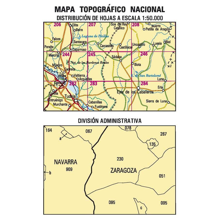 Carte topographique de l'Espagne - Sádaba, n° 0245 | CNIG - 1/50 000 carte pliée CNIG 