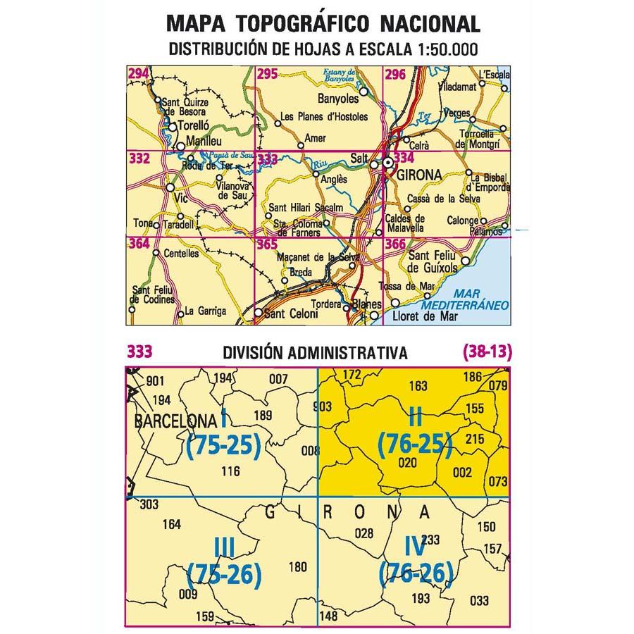 Carte topographique de l'Espagne n° 0333.2 - Salt | CNIG - 1/25 000 carte de randonnée CNIG