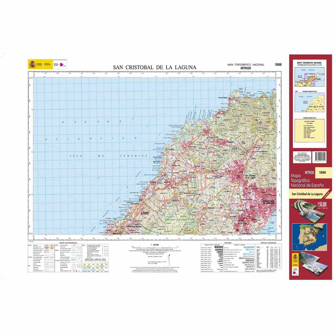 Carte topographique de l'Espagne - San Cristóbal de la Laguna (Tenerife), n° 1088 | CNIG - 1/50 000 carte pliée CNIG 