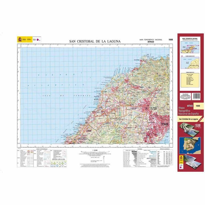 Carte topographique de l'Espagne - San Cristóbal de la Laguna (Tenerife), n° 1088 | CNIG - 1/50 000 carte pliée CNIG 