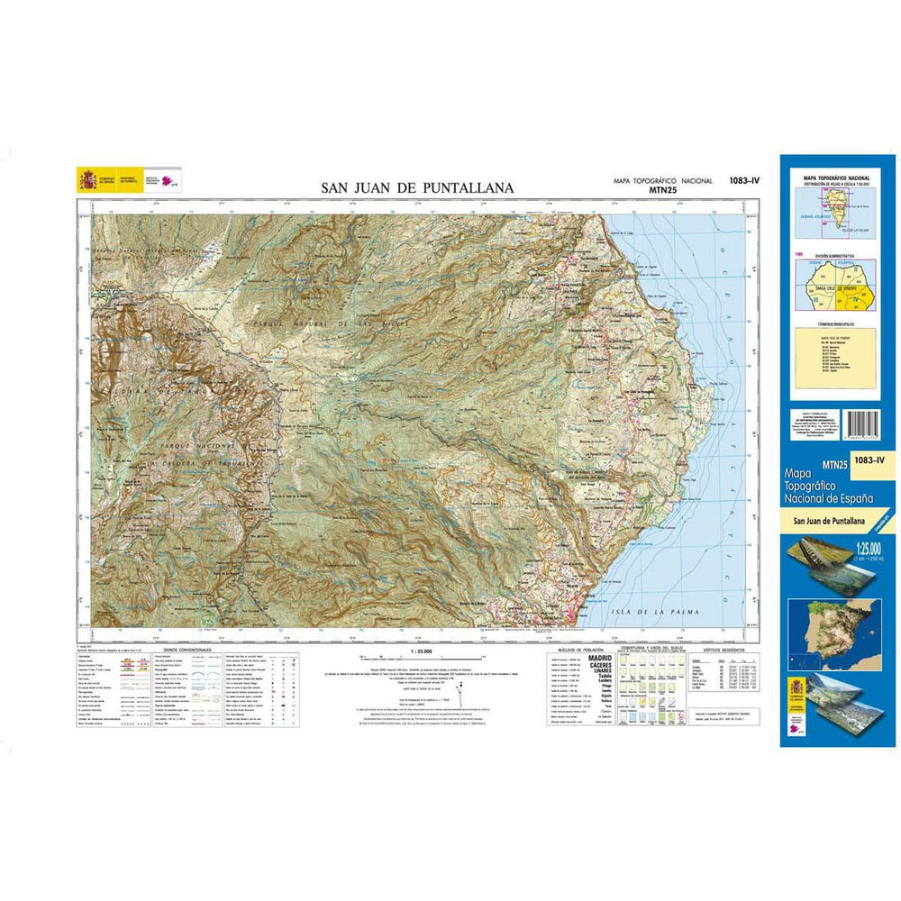 Carte topographique de l'Espagne - San Juan de Puntallana (La Palma), n° 1083.4 | CNIG - 1/25 000 carte pliée CNIG 