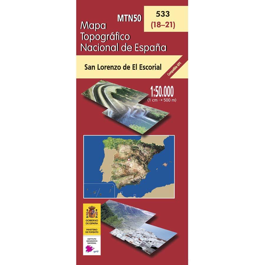 Carte topographique de l'Espagne - San Lorenzo de El Escorial, n° 0533 | CNIG - 1/50 000 carte pliée CNIG 