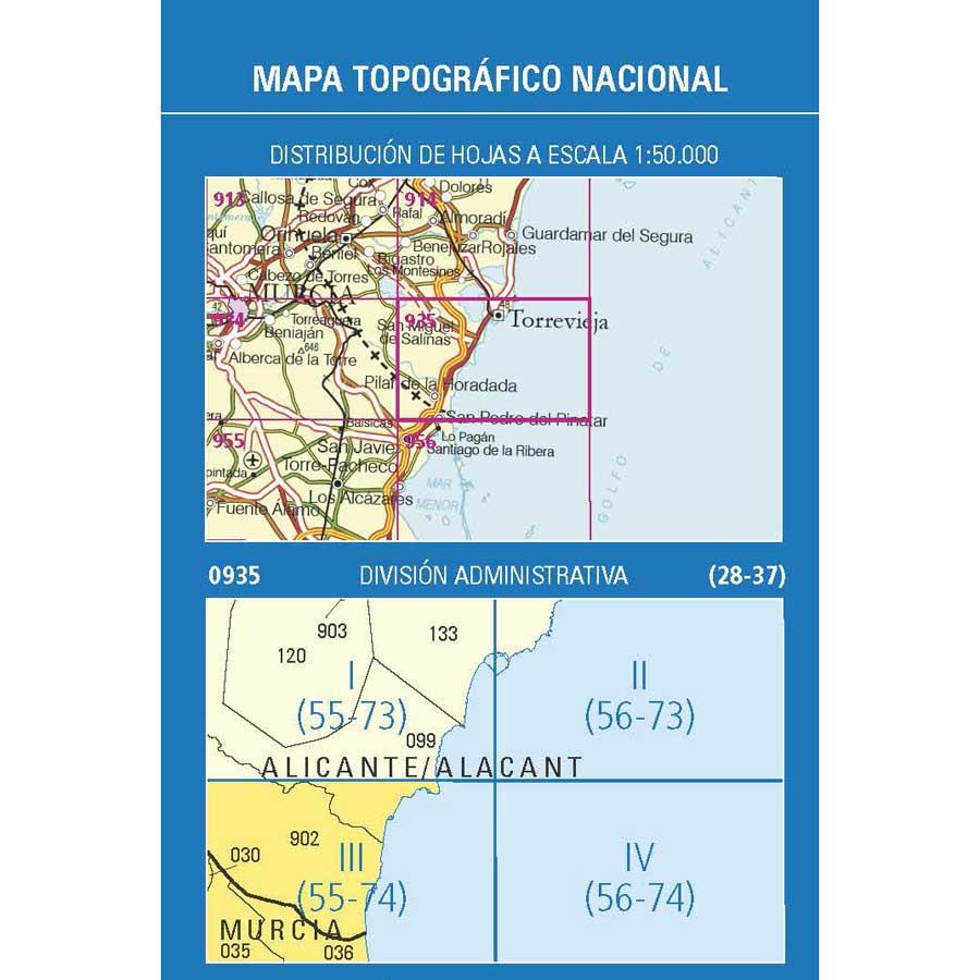 Carte topographique de l'Espagne n° 0935.3 - San Pedro del Pinatar | CNIG - 1/25 000 carte de randonnée CNIG