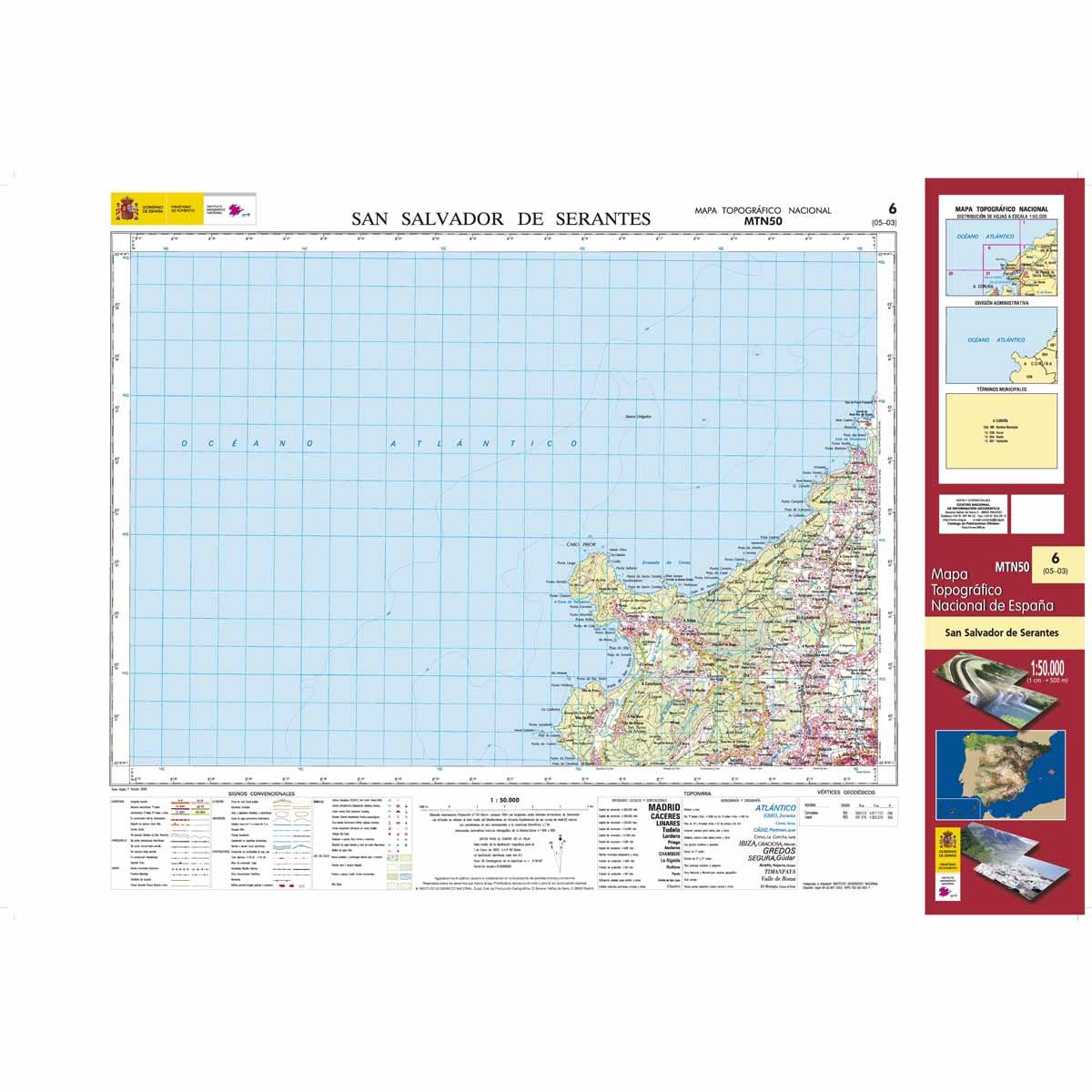 Carte topographique de l'Espagne n° 0006 - San Salvador de Serantes | CNIG - 1/50 000 carte de randonnée CNIG Default Title