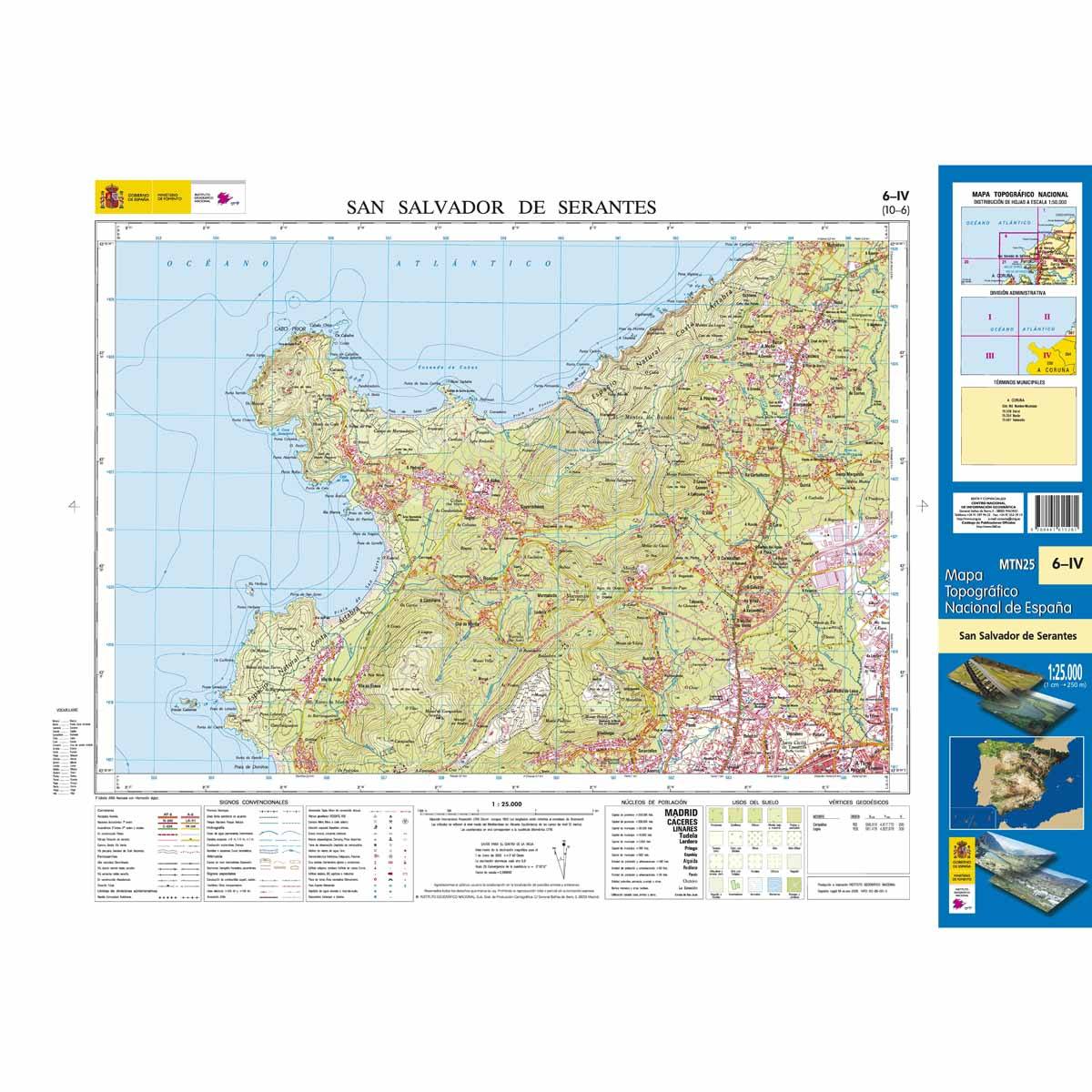 Carte topographique de l'Espagne n° 0006.4 - San Salvador de Serantes | CNIG - 1/25 000 carte de randonnée CNIG Default Title