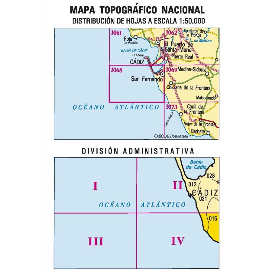 Carte topographique de l'Espagne n° 1068.4 - Sancti-Petri | CNIG - 1/25 000 carte de randonnée CNIG