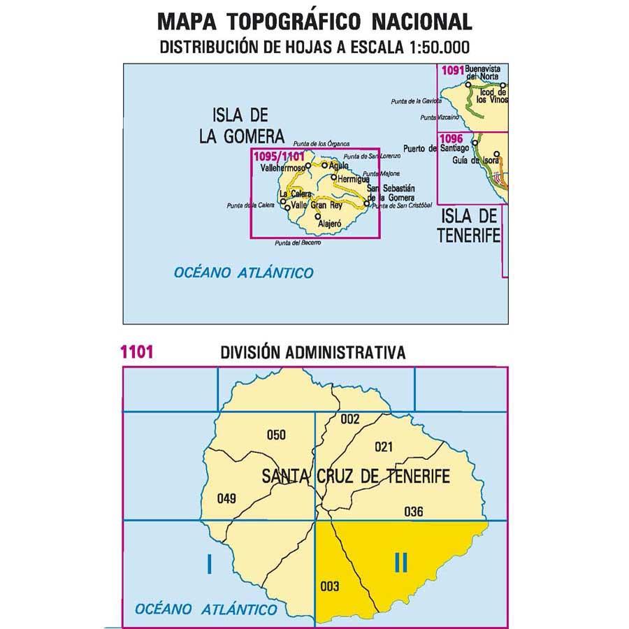 Carte topographique de l'Espagne - SanSebastian de La Gomera (La Gomera), n° 1101.2 | CNIG - 1/25 000 carte pliée CNIG 