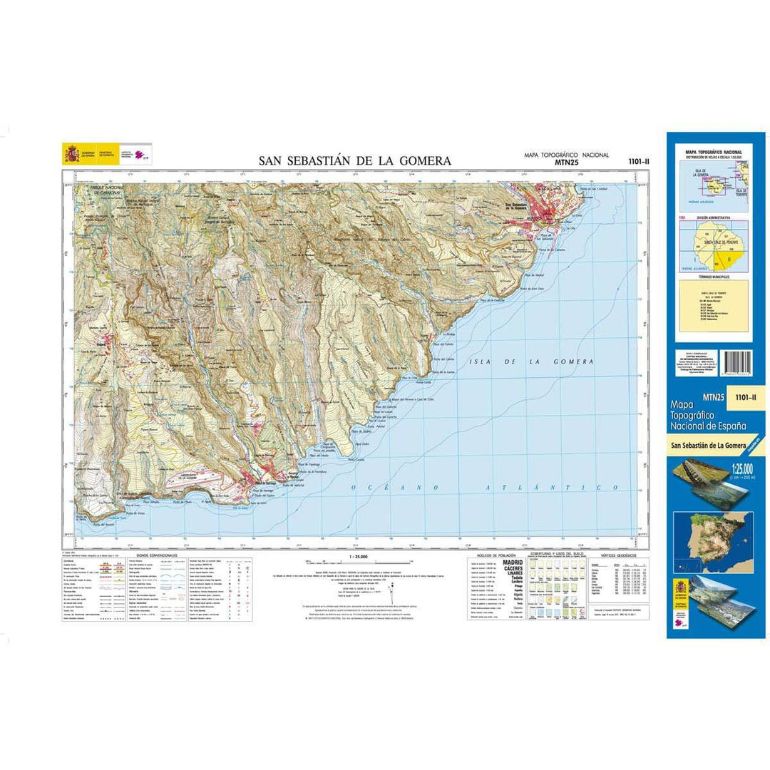Carte topographique de l'Espagne - SanSebastian de La Gomera (La Gomera), n° 1101.2 | CNIG - 1/25 000 carte pliée CNIG 