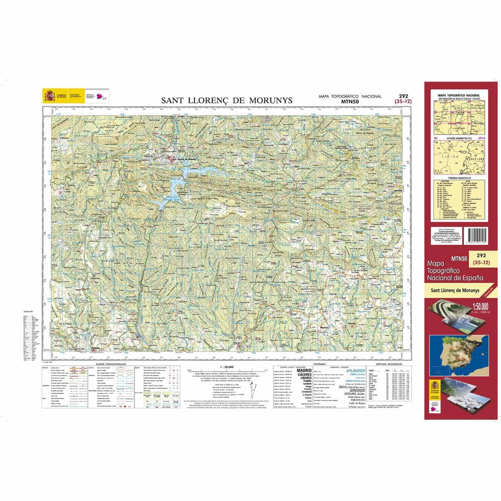 Carte topographique de l'Espagne - Sant Llorenç de Morunys, n° 0292 | CNIG - 1/50 000 carte pliée CNIG 