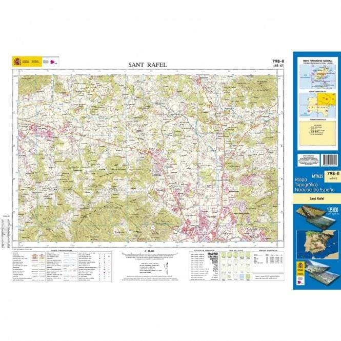 Carte topographique de l'Espagne - Sant Rafel (Ibiza), n° 0798.2 | CNIG - 1/25 000 carte pliée CNIG 
