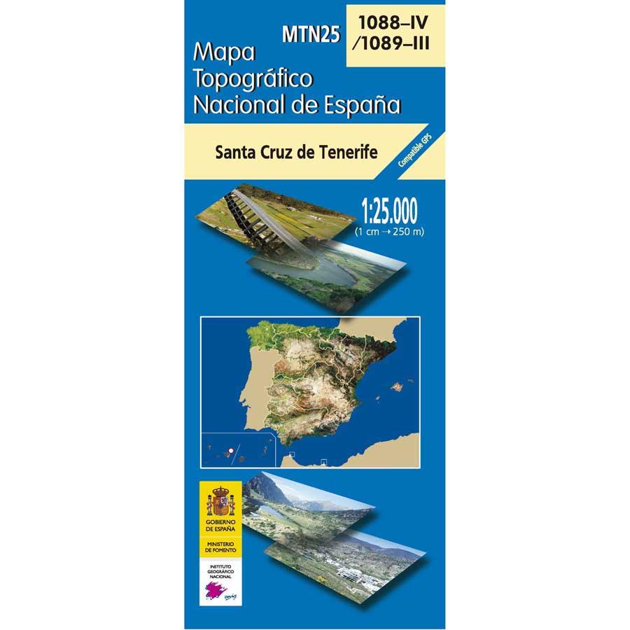 Carte topographique de l'Espagne - Santa Cruz De Tenerife (Tenerife), n° 1088.4/1089.3 | CNIG - 1/25 000 carte pliée CNIG 