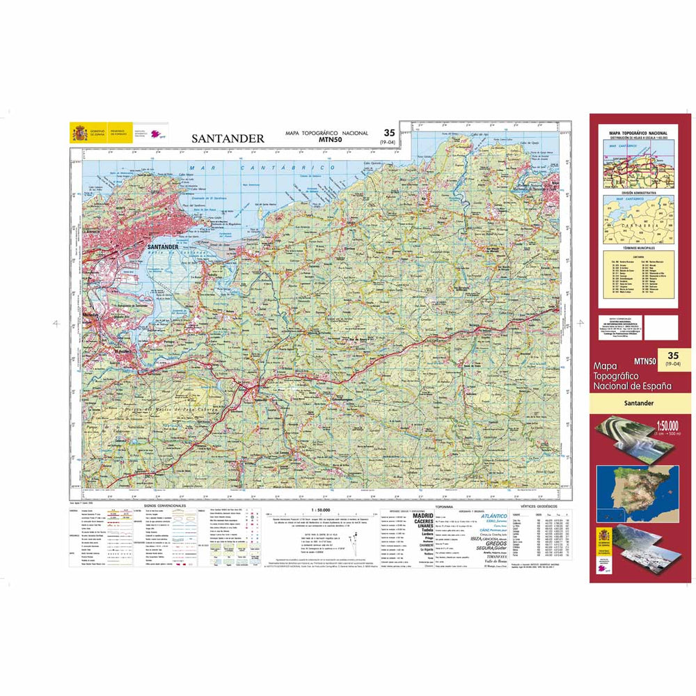 Carte topographique de l'Espagne - Santander, n° 0035 | CNIG - 1/50 000 carte pliée CNIG 