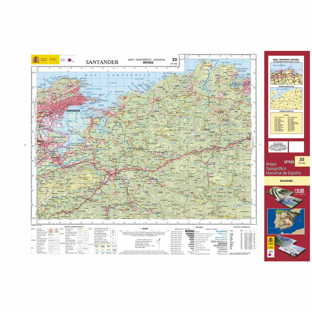 Carte topographique de l'Espagne - Santander, n° 0035 | CNIG - 1/50 000 carte pliée CNIG 