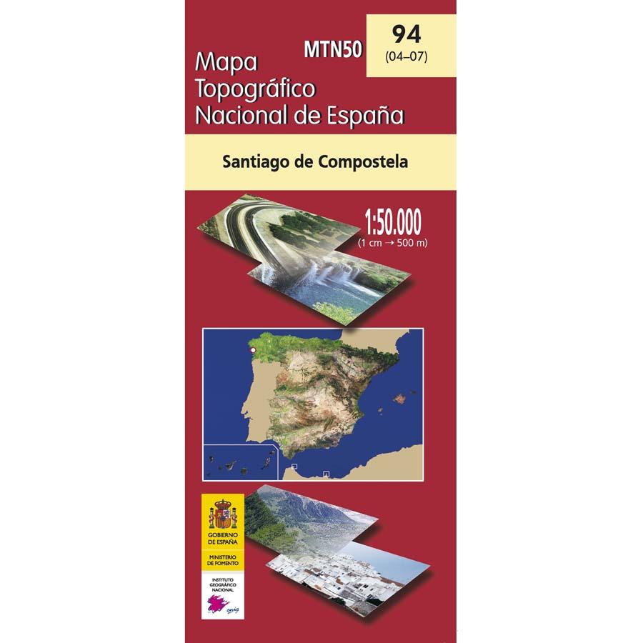 Carte topographique de l'Espagne - Santiago de Compostela, n° 0094 | CNIG - 1/50 000 carte pliée CNIG 