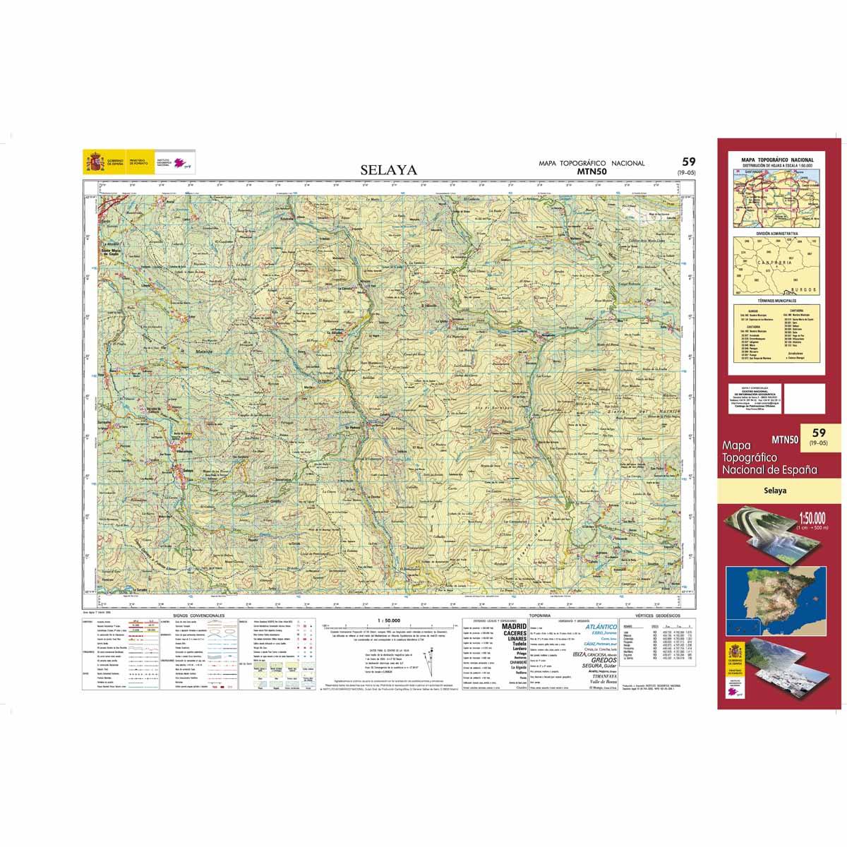 Carte topographique de l'Espagne n° 0059 - Selaya | CNIG - 1/50 000 carte de randonnée CNIG Default Title