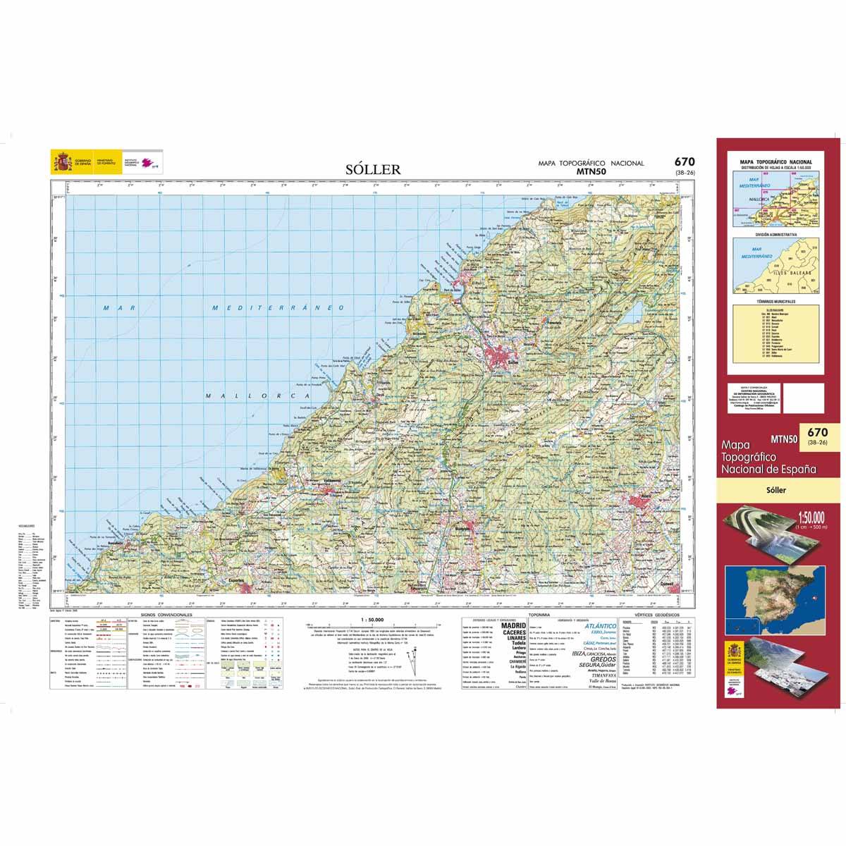 Carte topographique de l'Espagne n° 0670 - Sóller (Mallorca) | CNIG - 1/50 000 carte de randonnée CNIG Default Title
