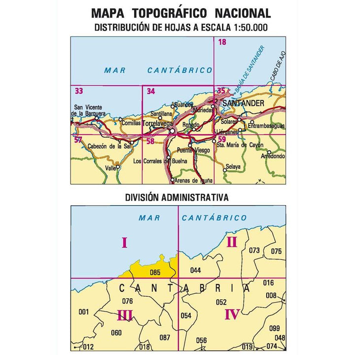 Carte topographique de l'Espagne - Suances, n° 0034.1 | CNIG - 1/25 000 carte pliée CNIG 