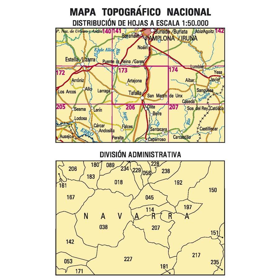 Carte topographique de l'Espagne n° 0173 - Tafalla | CNIG - 1/50 000 carte de randonnée CNIG