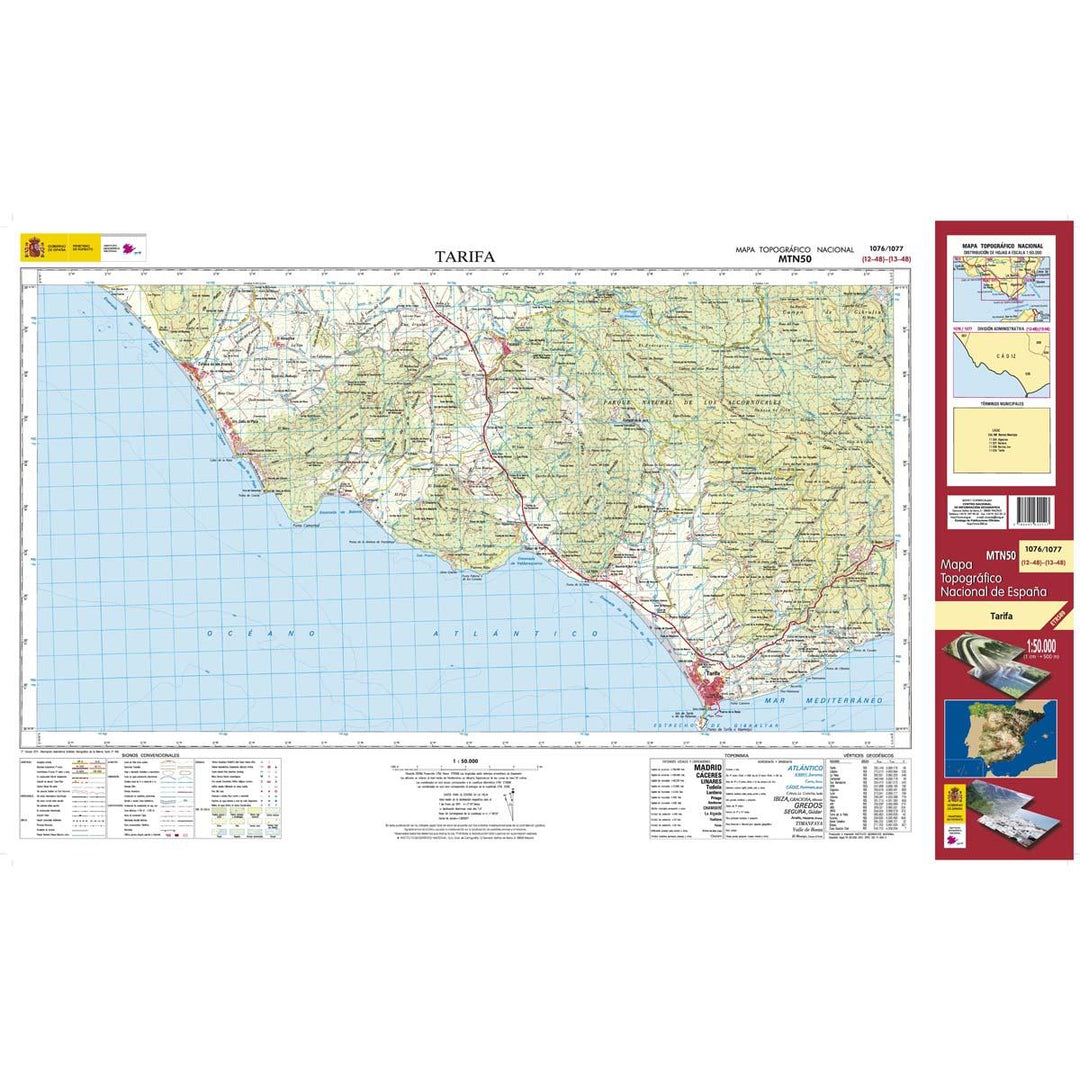 Carte topographique de l'Espagne - Tarifa, n° 1076/1077 | CNIG - 1/50 000 carte pliée CNIG 