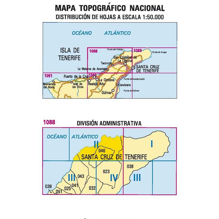 Carte topographique de l'Espagne - Tegueste (Tenerife), n° 1088.2 | CNIG - 1/25 000 carte pliée CNIG 