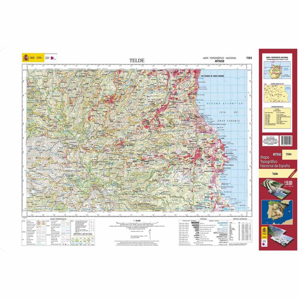 Carte topographique de l'Espagne - Telde (Gran Canaria), n° 1104 | CNIG - 1/50 000 carte pliée CNIG 