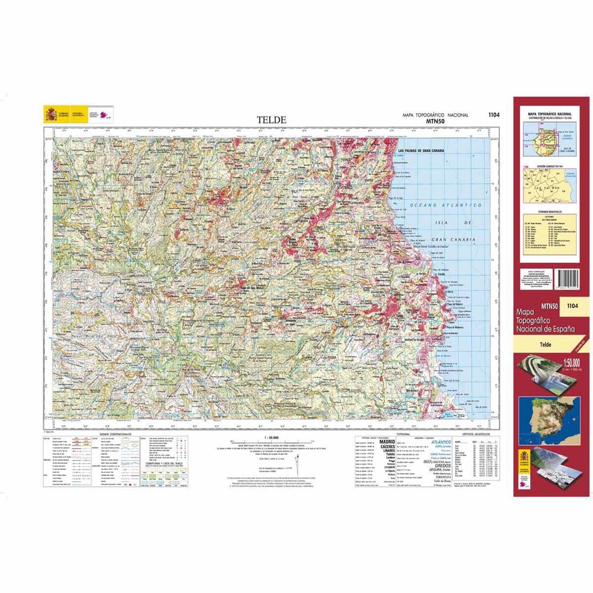 Carte topographique de l'Espagne n° 1104 - Telde (Gran Canaria) | CNIG - 1/50 000 carte de randonnée CNIG Default Title