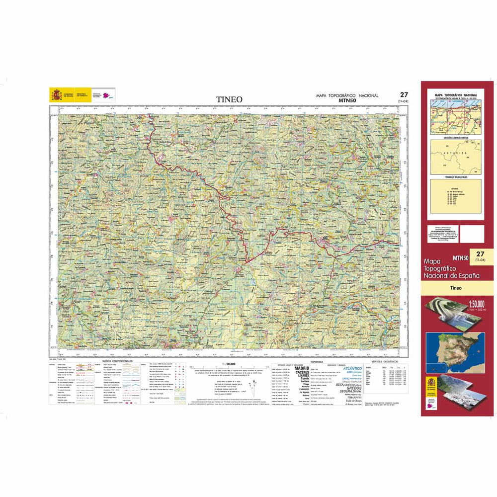 Carte topographique de l'Espagne - Tineo, n° 0027 | CNIG - 1/50 000 carte pliée CNIG 
