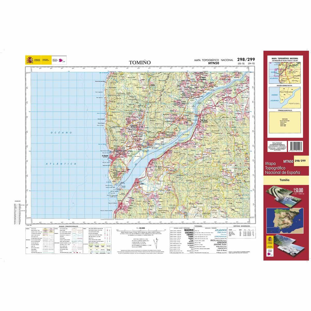 Carte topographique de l'Espagne - Tomiño, n° 0298/299 | CNIG - 1/50 000 carte pliée CNIG 