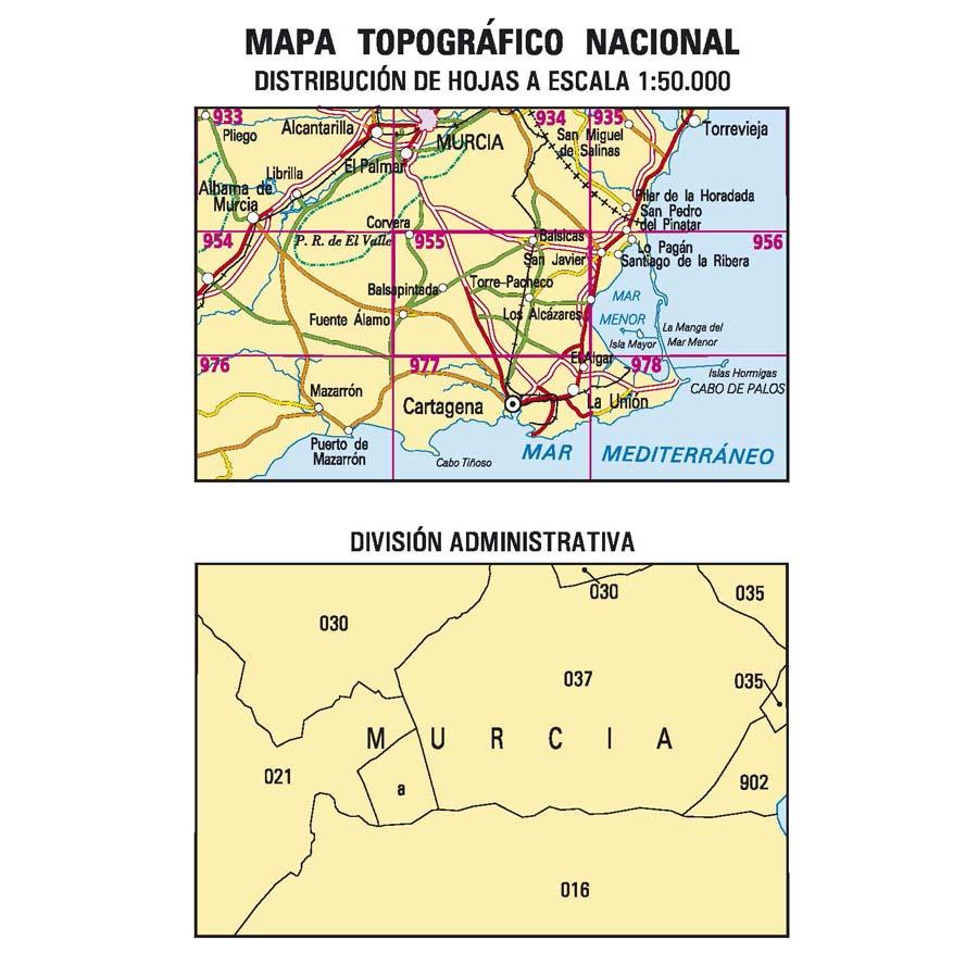 Carte topographique de l'Espagne n° 0955 - Torre-Pacheco | CNIG - 1/50 000 carte de randonnée CNIG