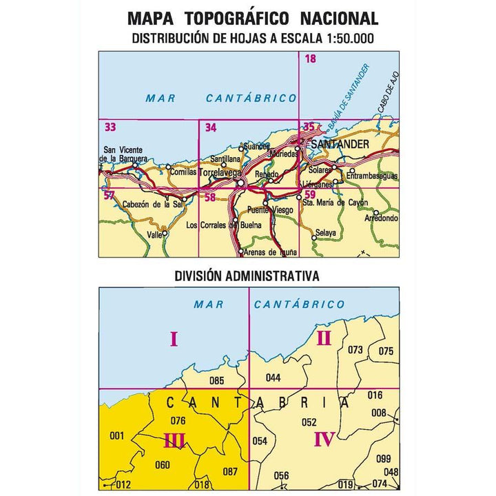Carte topographique de l'Espagne - Torrelavega, n° 0034.3 | CNIG - 1/25 000 carte pliée CNIG 