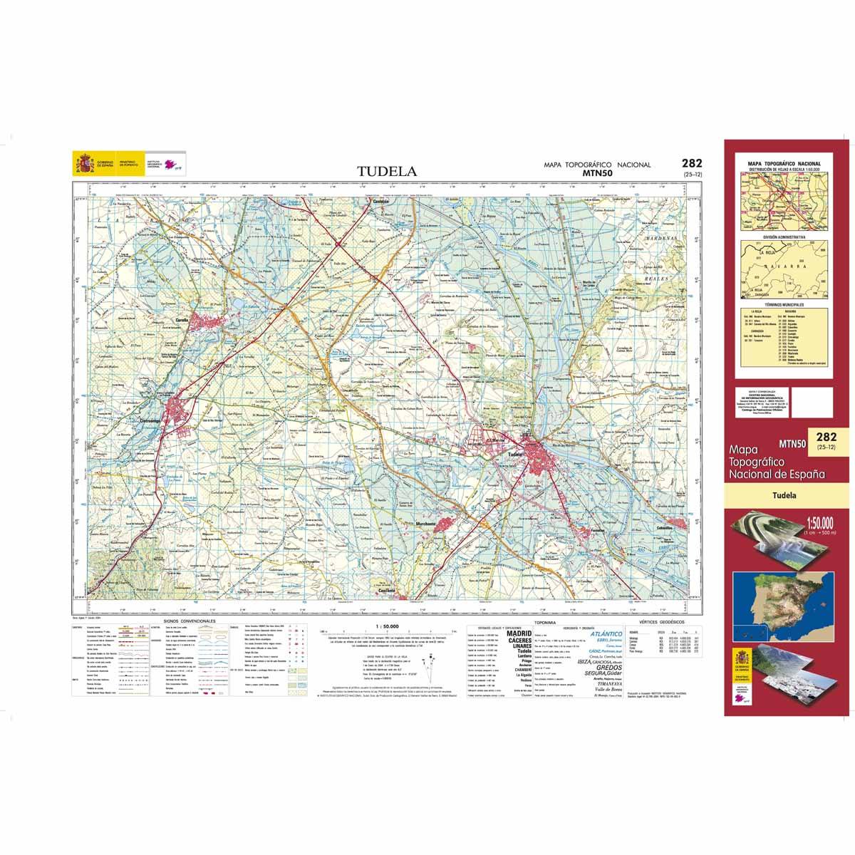 Carte topographique de l'Espagne n° 0282 - Tudela | CNIG - 1/50 000 carte de randonnée CNIG Default Title