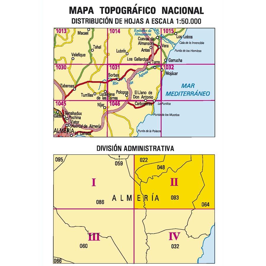 Carte topographique de l'Espagne n° 1031.2/1032.1 - Turre | CNIG - 1/25 000 carte de randonnée CNIG