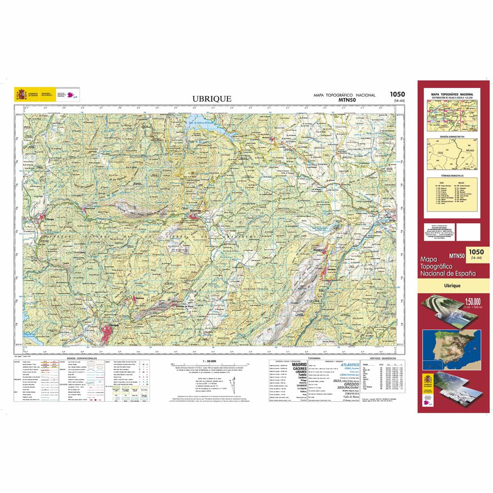 Carte topographique de l'Espagne - Ubrique, n° 1050 | CNIG - 1/50 000 carte pliée CNIG 
