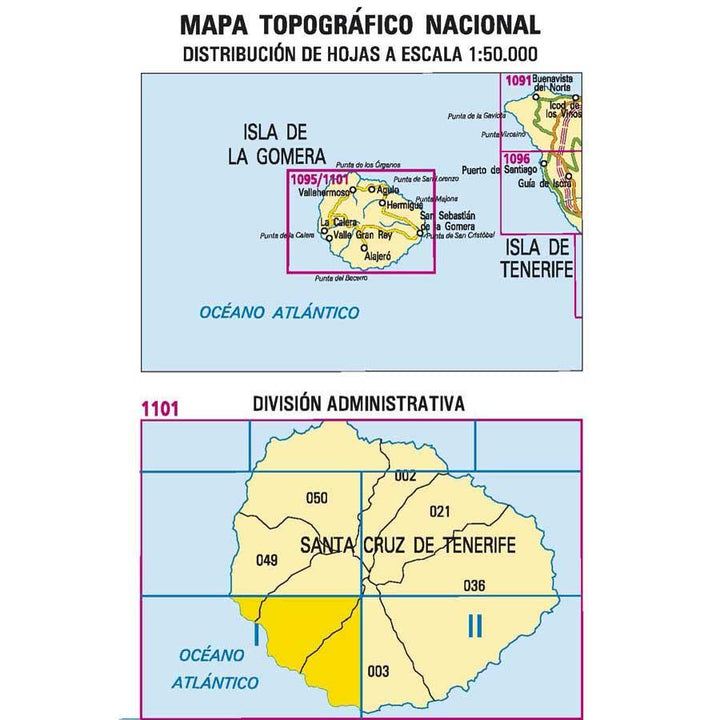 Carte topographique de l'Espagne - Valle Gran Rey (La Gomera), n° 1101.1 | CNIG - 1/25 000 carte pliée CNIG 