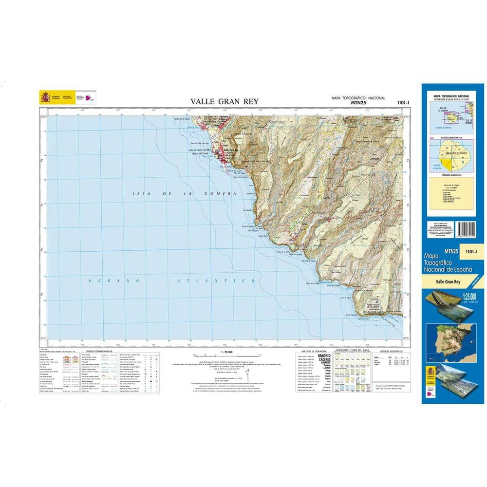 Carte topographique de l'Espagne - Valle Gran Rey (La Gomera), n° 1101.1 | CNIG - 1/25 000 carte pliée CNIG 