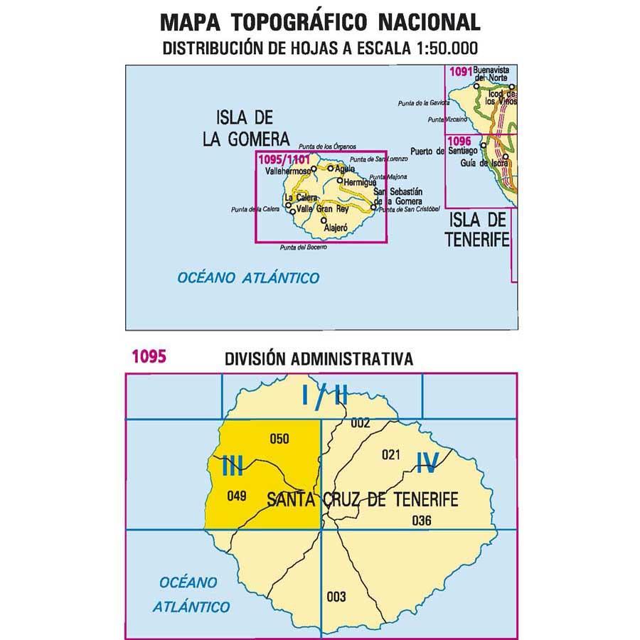 Carte topographique de l'Espagne n° 1095.3 - Vallehermoso (La Gomera) | CNIG - 1/25 000 carte de randonnée CNIG