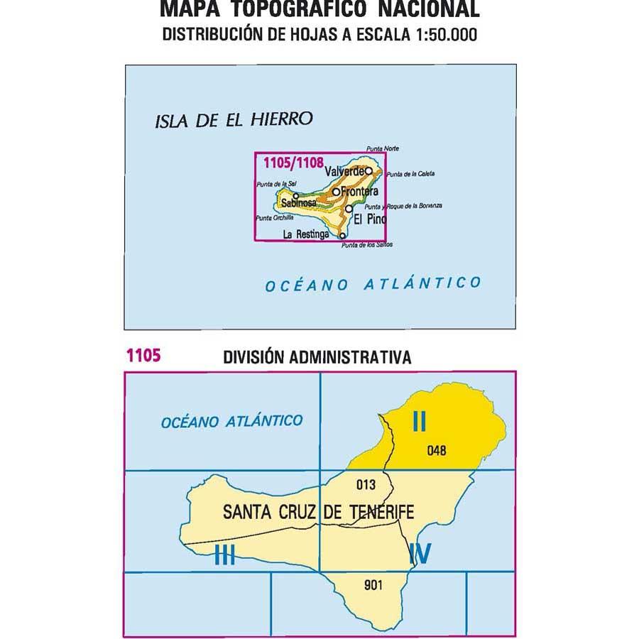 Carte topographique de l'Espagne - Valverde (El Hierro), n° 1105.2 | CNIG - 1/25 000 carte pliée CNIG 