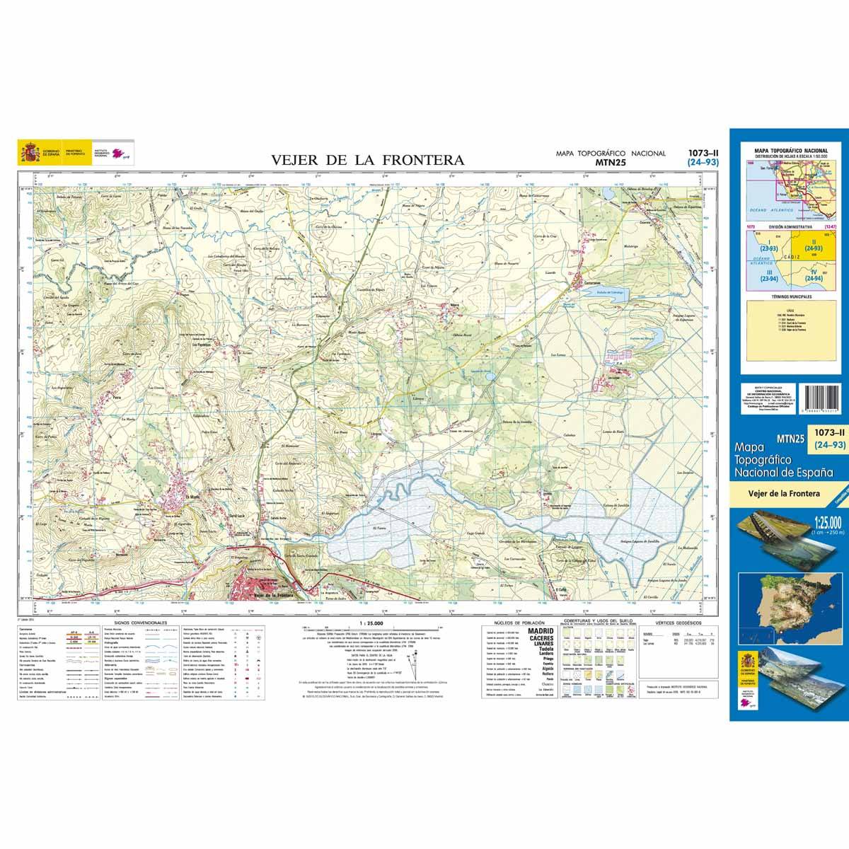 Carte topographique de l'Espagne n° 1073.2 - Vejer de la Frontera | CNIG - 1/25 000 carte de randonnée CNIG Default Title