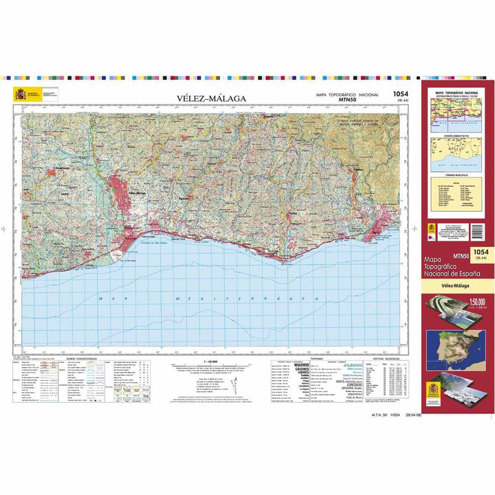 Carte topographique de l'Espagne - Vélez-Malaga, n° 1054 | CNIG - 1/50 000 carte pliée CNIG 