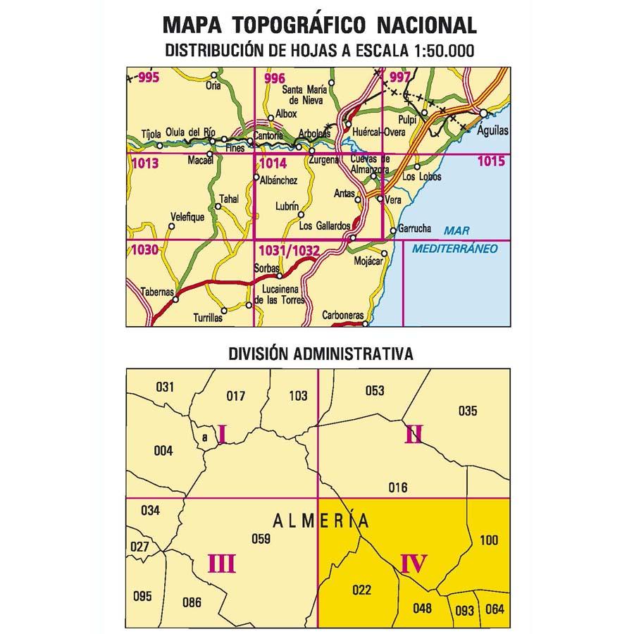Carte topographique de l'Espagne n° 1014.4 - Vera | CNIG - 1/25 000 carte de randonnée CNIG