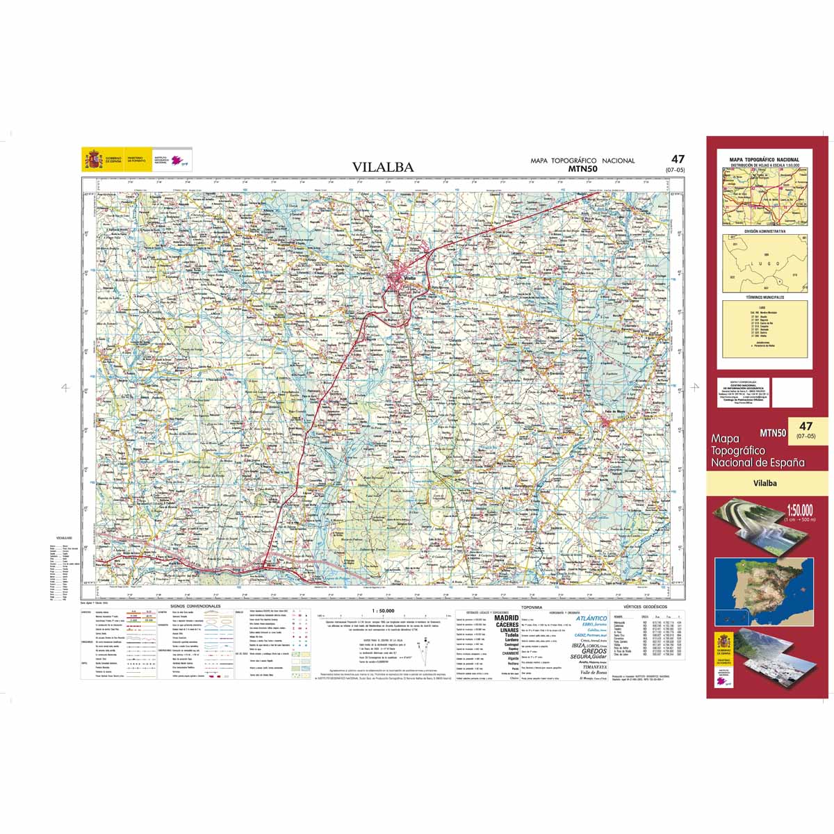 Carte topographique de l'Espagne n° 0047 - Vilalba | CNIG - 1/50 000 carte de randonnée CNIG Default Title