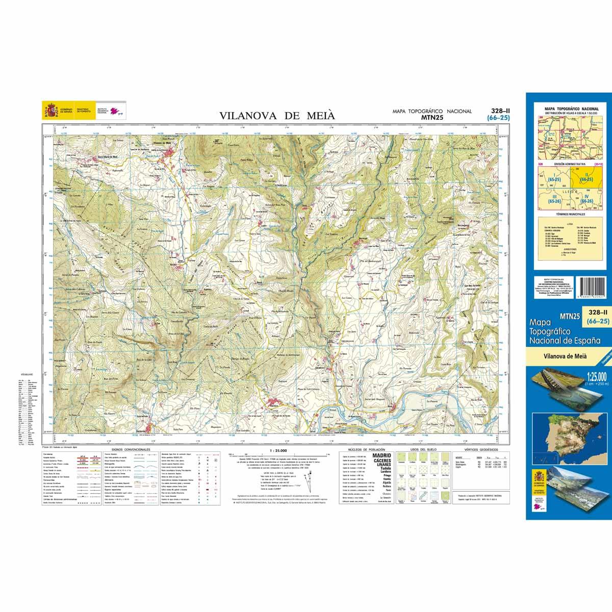 Carte topographique de l'Espagne n° 0328.2 - Vilanova de Meià | CNIG - 1/25 000 carte de randonnée CNIG Default Title